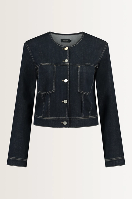 Denim jasje met decoratief gespje