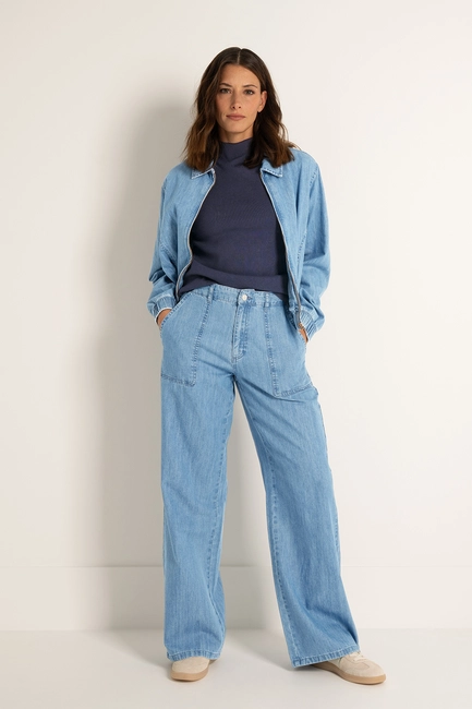 Denim jeans met wijde pijpen