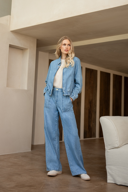 Denim jeans met wijde pijpen