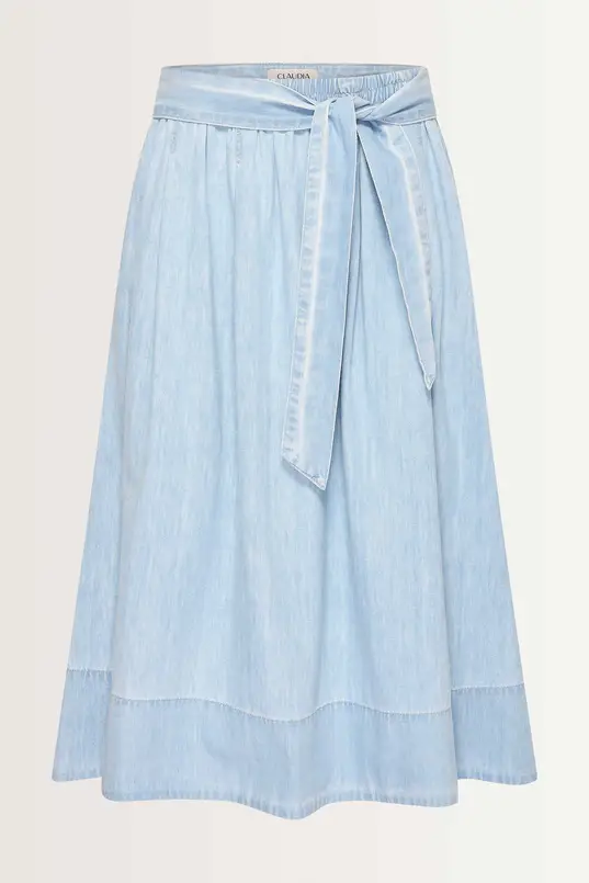 Denim rok met strikceintuur