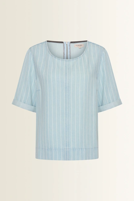 Denim top met pinstripes