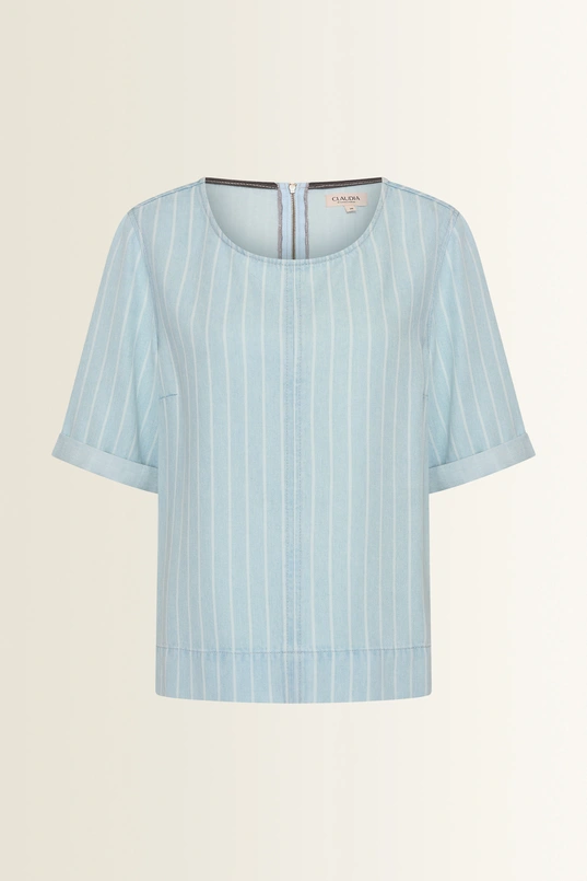 Denim top met pinstripes