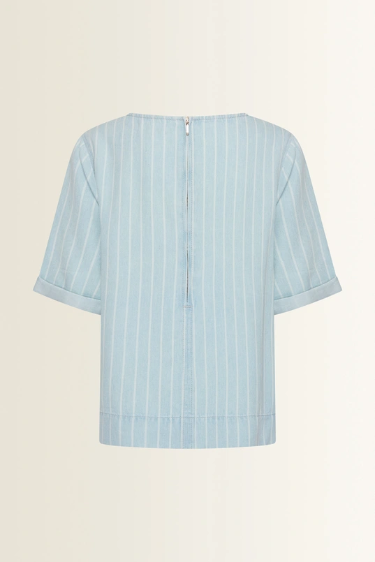Denim top met pinstripes