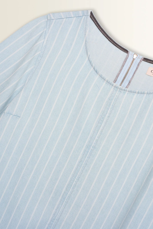 Denim top met pinstripes