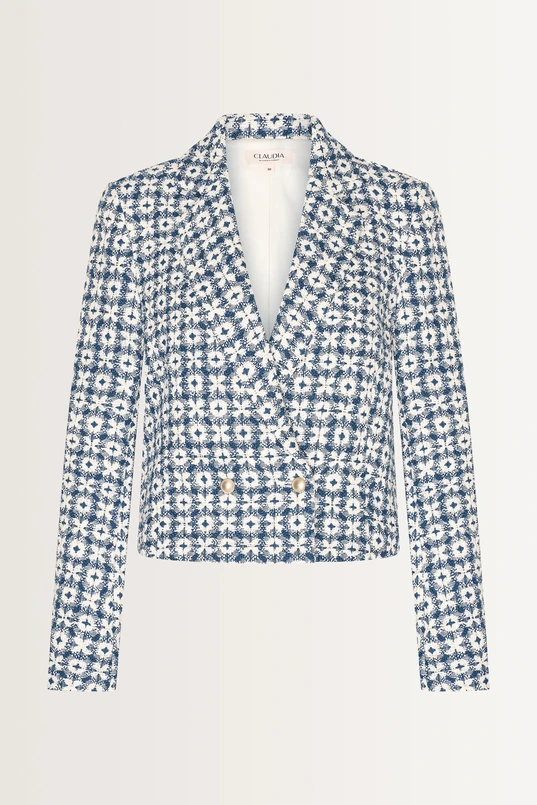 Double-breasted jacquard blazer