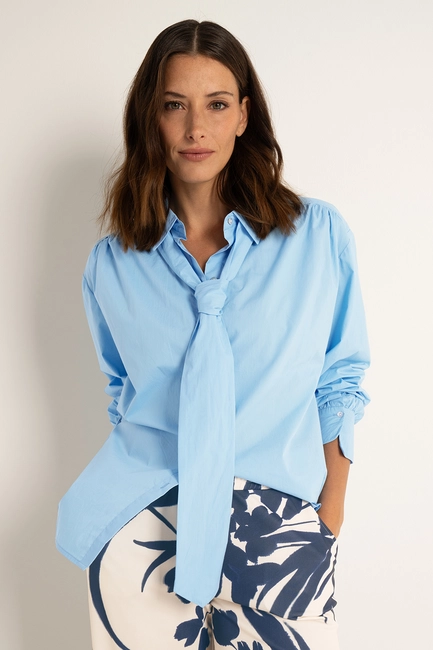 Effen blouse met afneembare stropdas