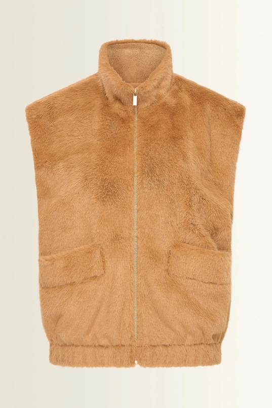 Faux-fur gilet met opstaande kraag