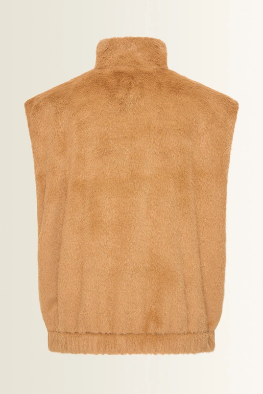 Faux-fur gilet met opstaande kraag