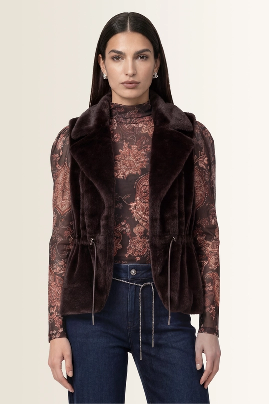 Faux fur gilet met reverskraag Monari