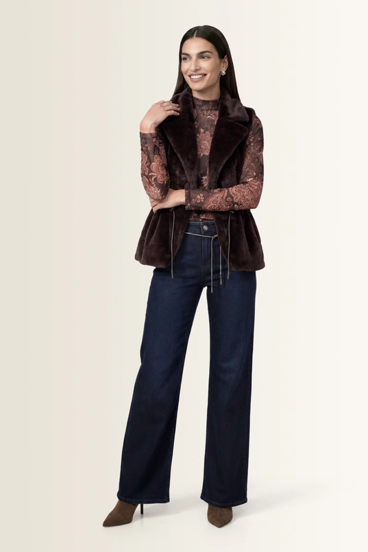 Faux fur gilet met reverskraag Monari