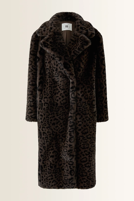 Faux fur mantel met leopardprint OUI