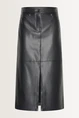 Faux-leren midirok met split