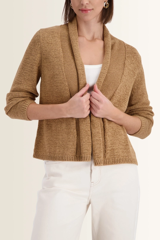 Fijngebreid vest met shawlkraag Monari