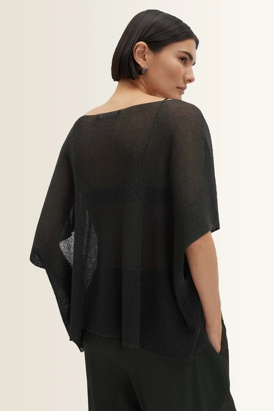 Fijngebreide poncho met crinkle structuur Beyara cape Someday