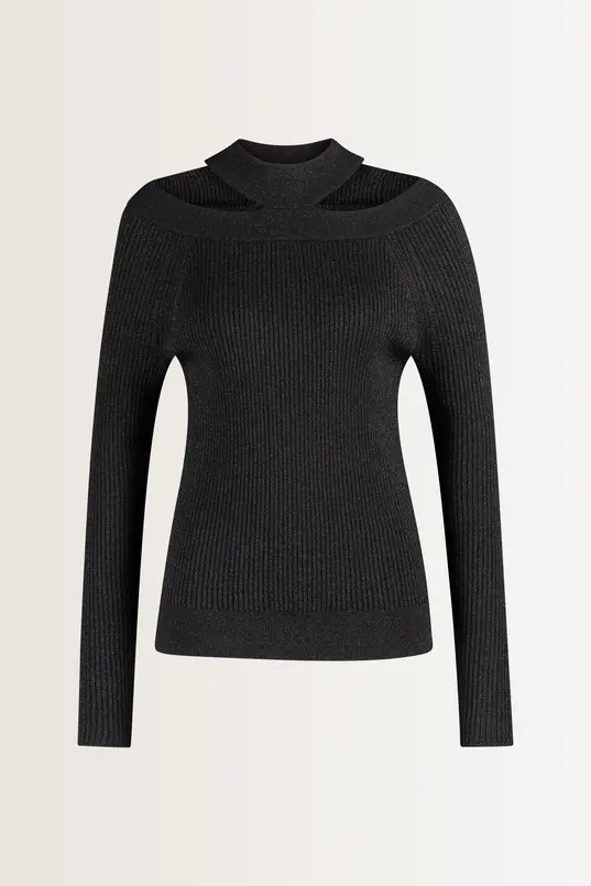 Fijngebreide top met metallic glans