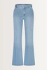 Flared denim jeans gevlochten detail