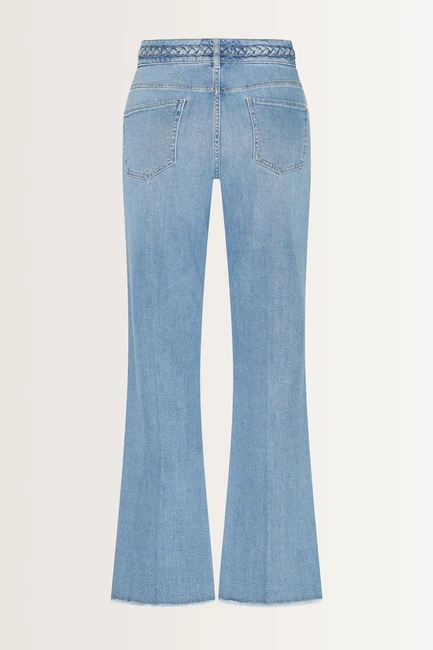 Flared denim jeans gevlochten detail