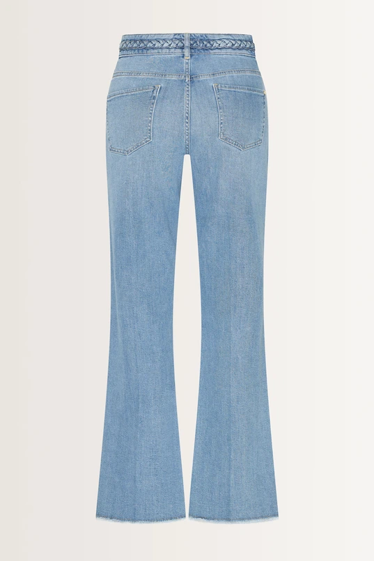 Flared denim jeans gevlochten detail