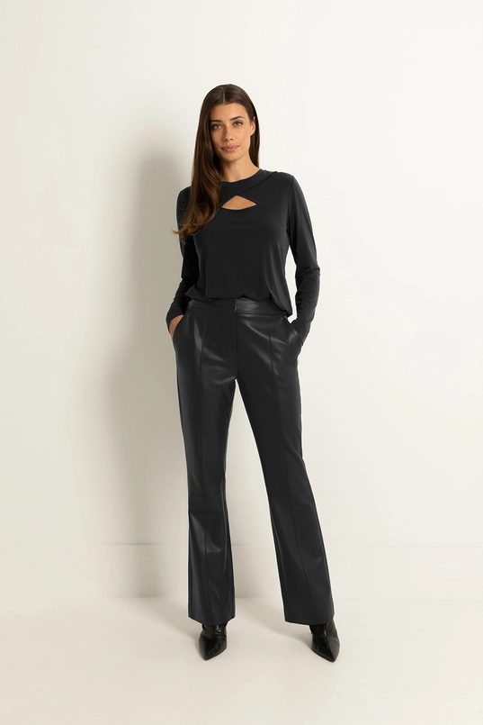Flared faux leren broek