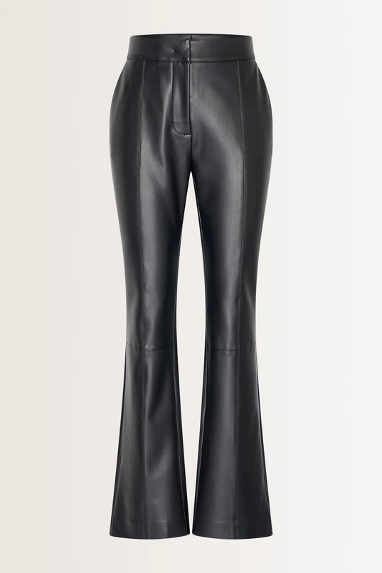 Flared faux leren broek