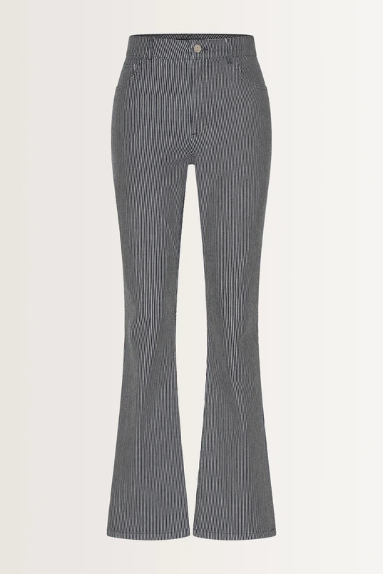 Flared jeans met fijne krijtstreep