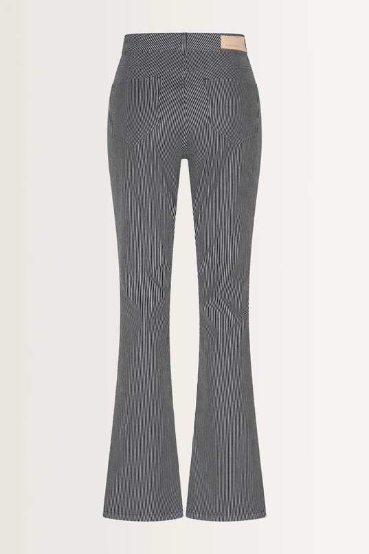 Flared jeans met fijne krijtstreep