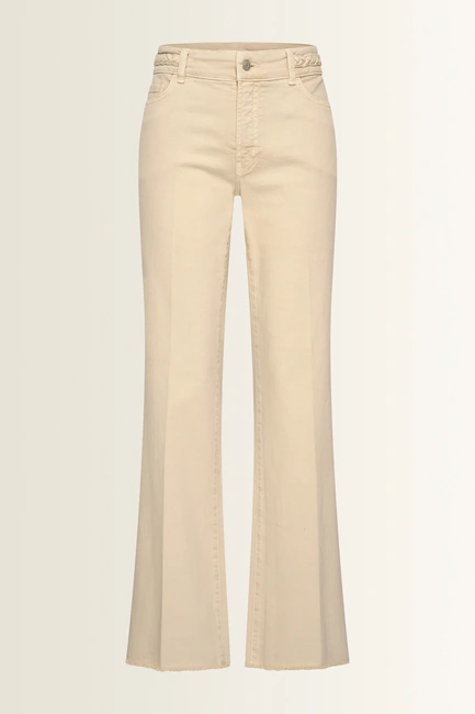 Flared jeans met gevlochten tailleaccent