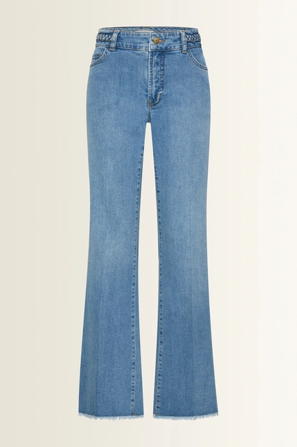 Flared jeans met gevlochten tailleaccent