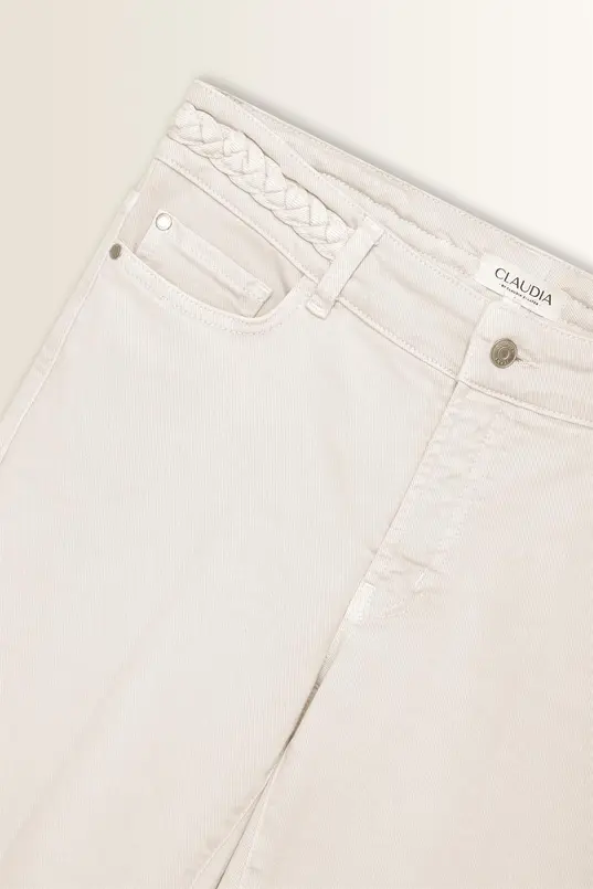 Flared jeans met gevlochten tailleaccent