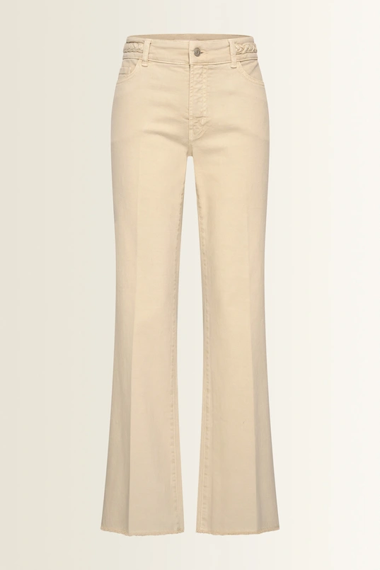 Flared jeans met gevlochten tailleaccent