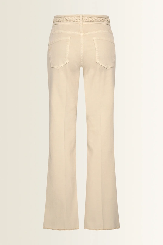 Flared jeans met gevlochten tailleaccent