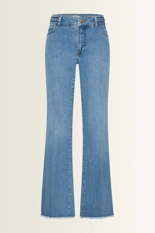 Flared jeans met gevlochten tailleaccent