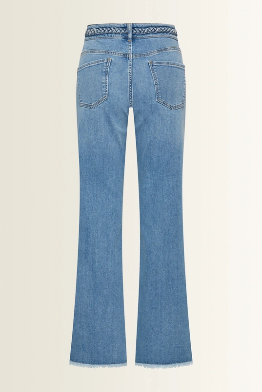 Flared jeans met gevlochten tailleaccent