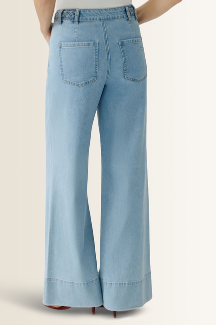 Flared jeans met gevlochten tailleband OUI