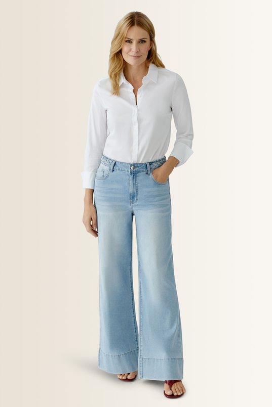 Flared jeans met gevlochten tailleband OUI