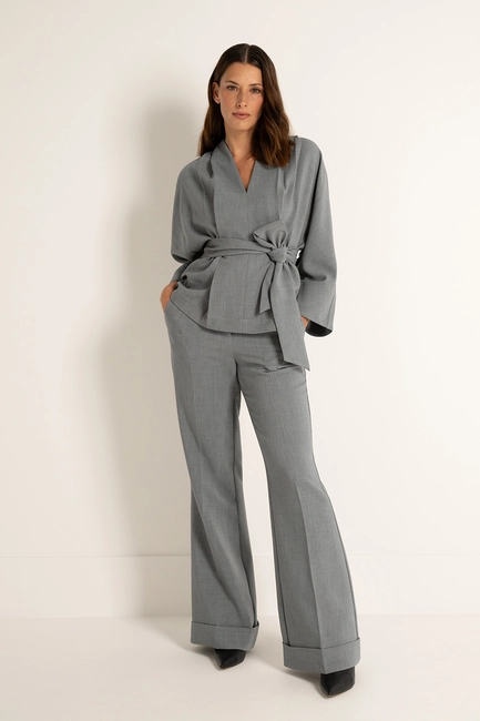 Flared pantalon in melangestof