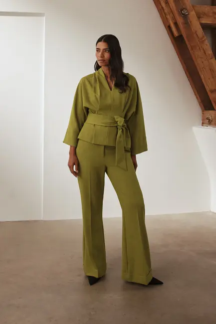 Flared pantalon in melangestof