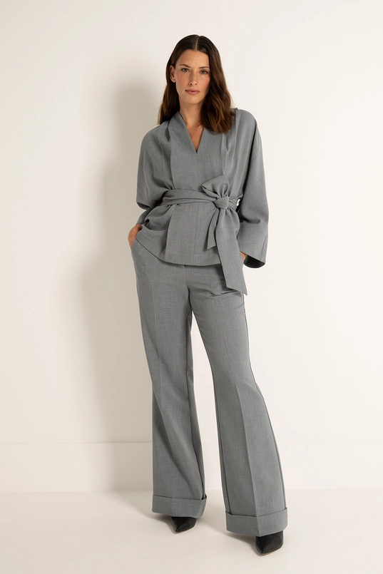 Flared pantalon in melangestof