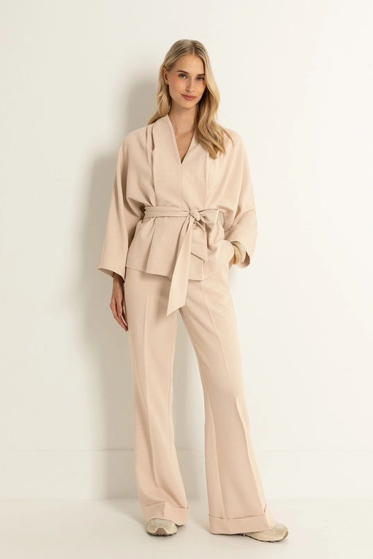 Flared pantalon in melangestof
