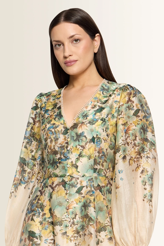 Florale jurk met pofmouwen Vera Mont