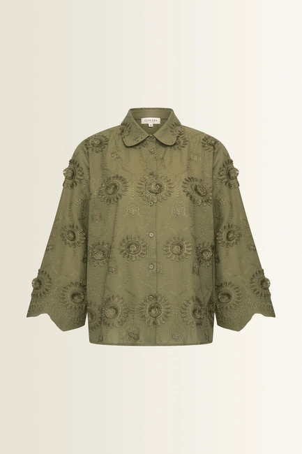Geborduurde blouse met bloemmotief