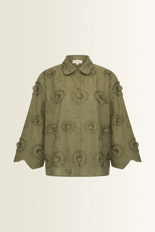 Geborduurde blouse met bloemmotief