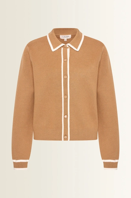 Gebreid vest met contrasterende bies
