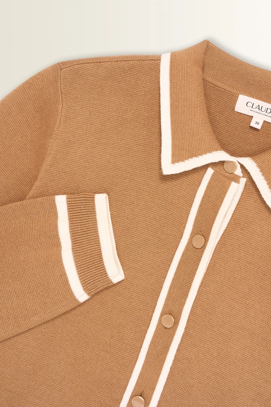Gebreid vest met contrasterende bies