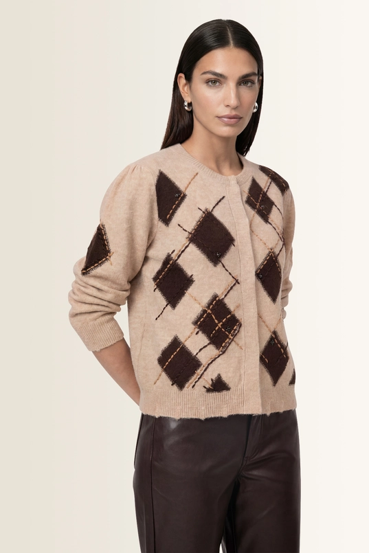 Gebreid vest met diamantpatroon Monari
