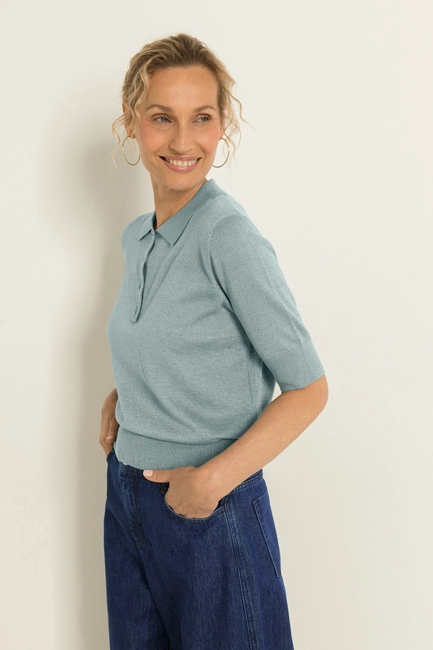 Gebreide polo met metallic garen