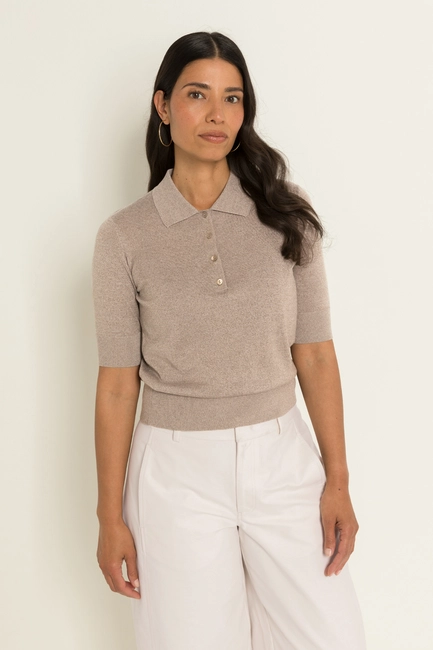 Gebreide polo met metallic garen
