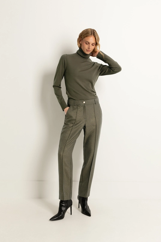 Gemêleerde pantalon met rechte pijpen