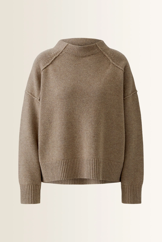 Gemêleerde wolmix pullover met ribboorden OUI