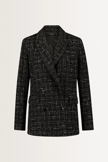 Geruite blazer in bouclé
